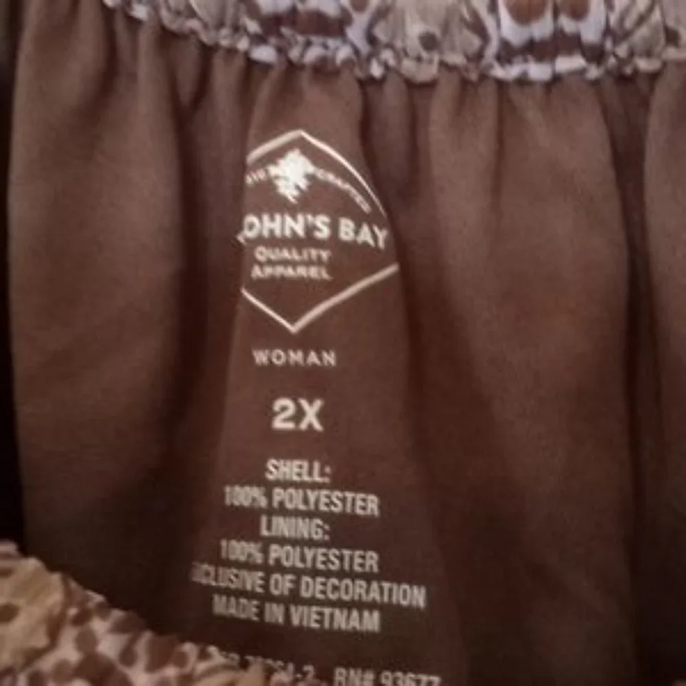 St. John's Bay Women's Sheer Print Lined Blouse - Size (2X) - Brown - Polyester - Picture 3 of 4